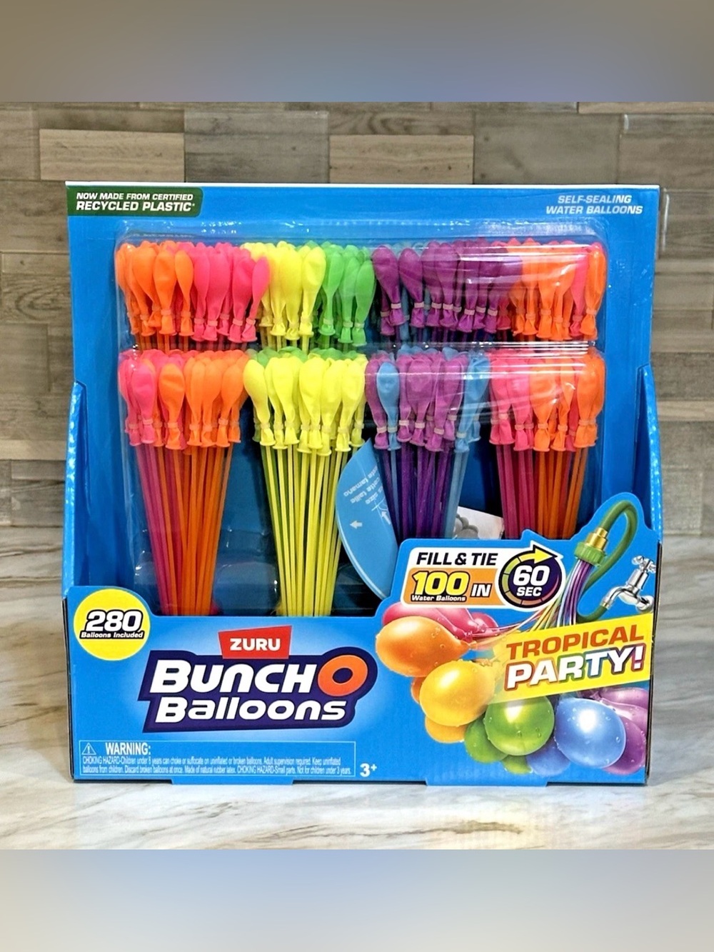 Bunch O Balloons 280 Water Balloons Self-Sealing 6 Colors Tropical Party